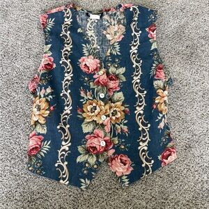American Vintage Floral Vest - Blue and Pink